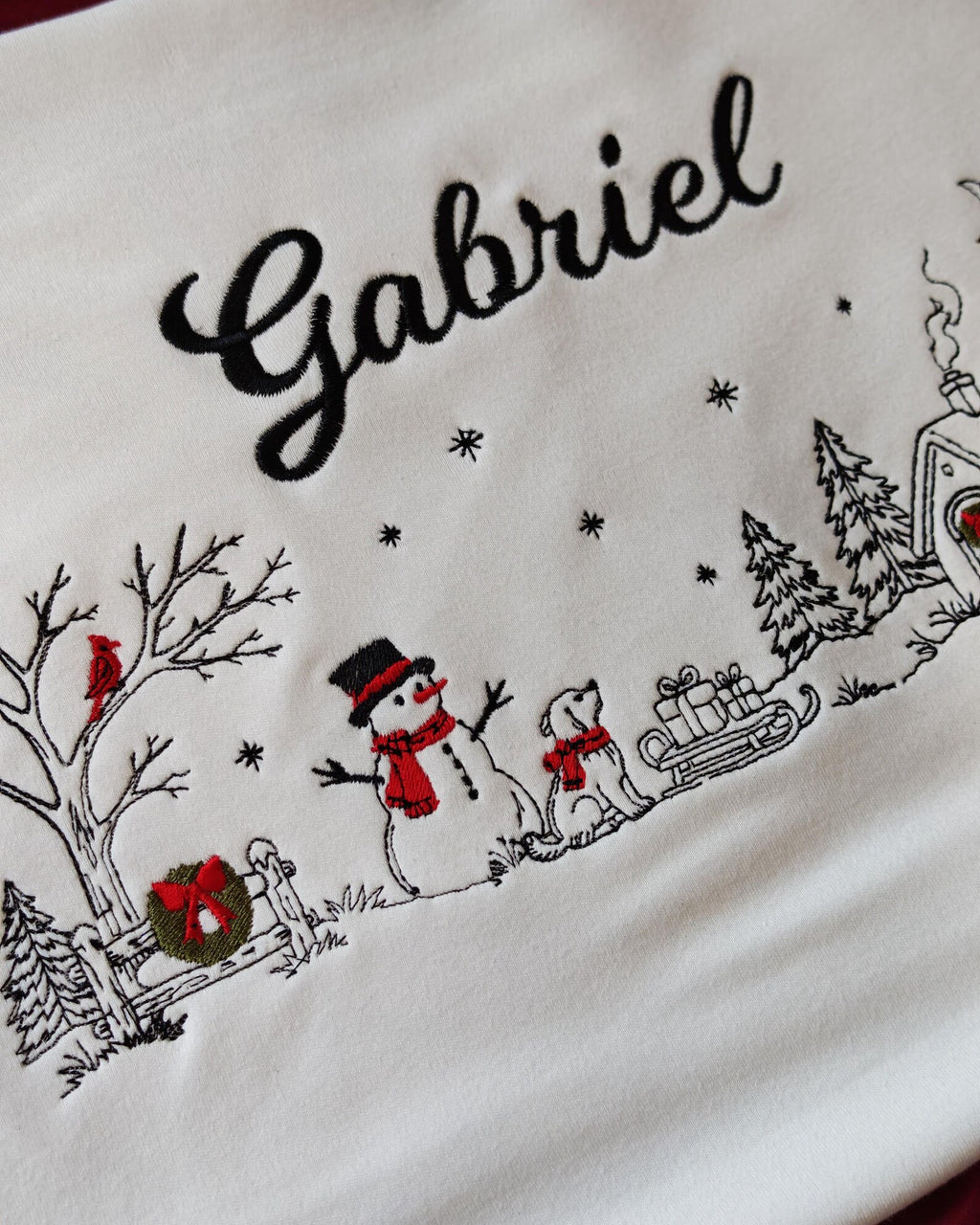 Klindera® Personalisierte Baby-Weihnachtsdecke aus Bio-Baumwolle – Bestickt mit Namen & Winterzauber-Motiv (80 × 90 cm)