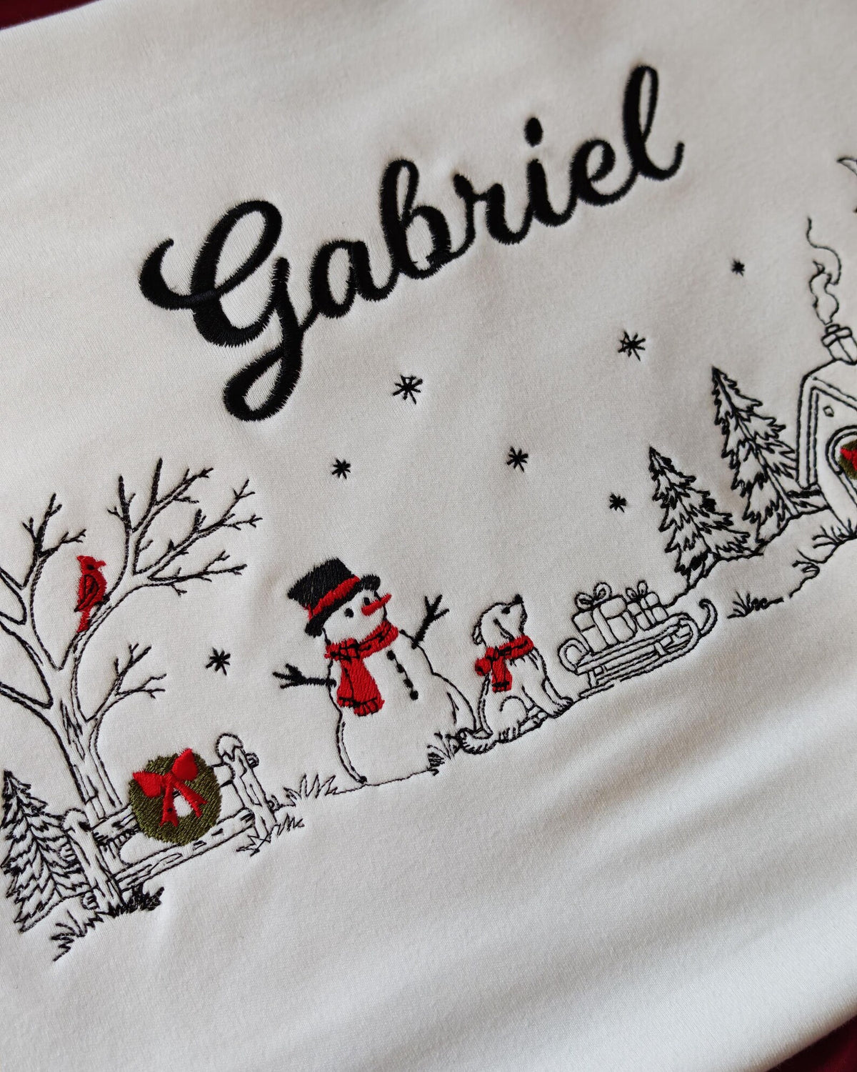 Klindera® Personalisierte Baby-Weihnachtsdecke aus Bio-Baumwolle – Bestickt mit Namen & Winterzauber-Motiv (80 × 90 cm)