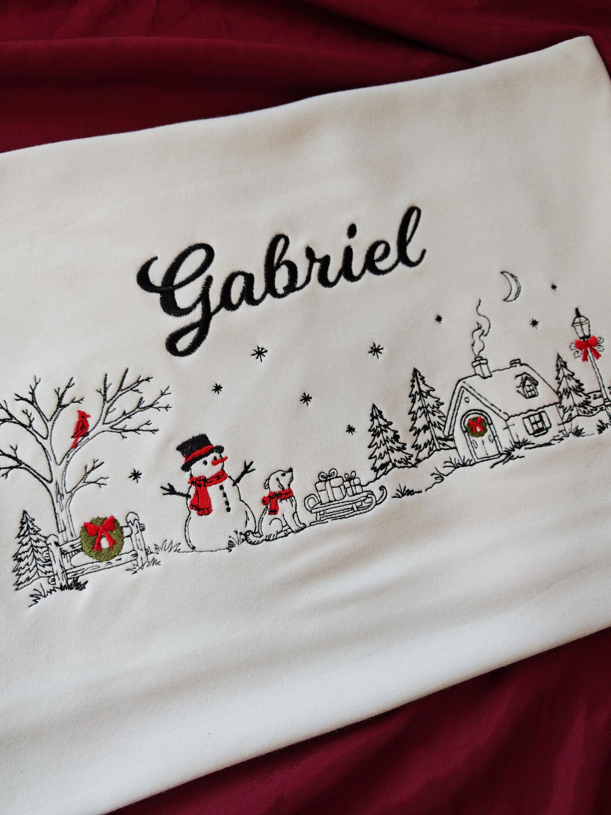 Klindera® Personalisierte Baby-Weihnachtsdecke aus Bio-Baumwolle – Bestickt mit Namen & Winterzauber-Motiv (80 × 90 cm)
